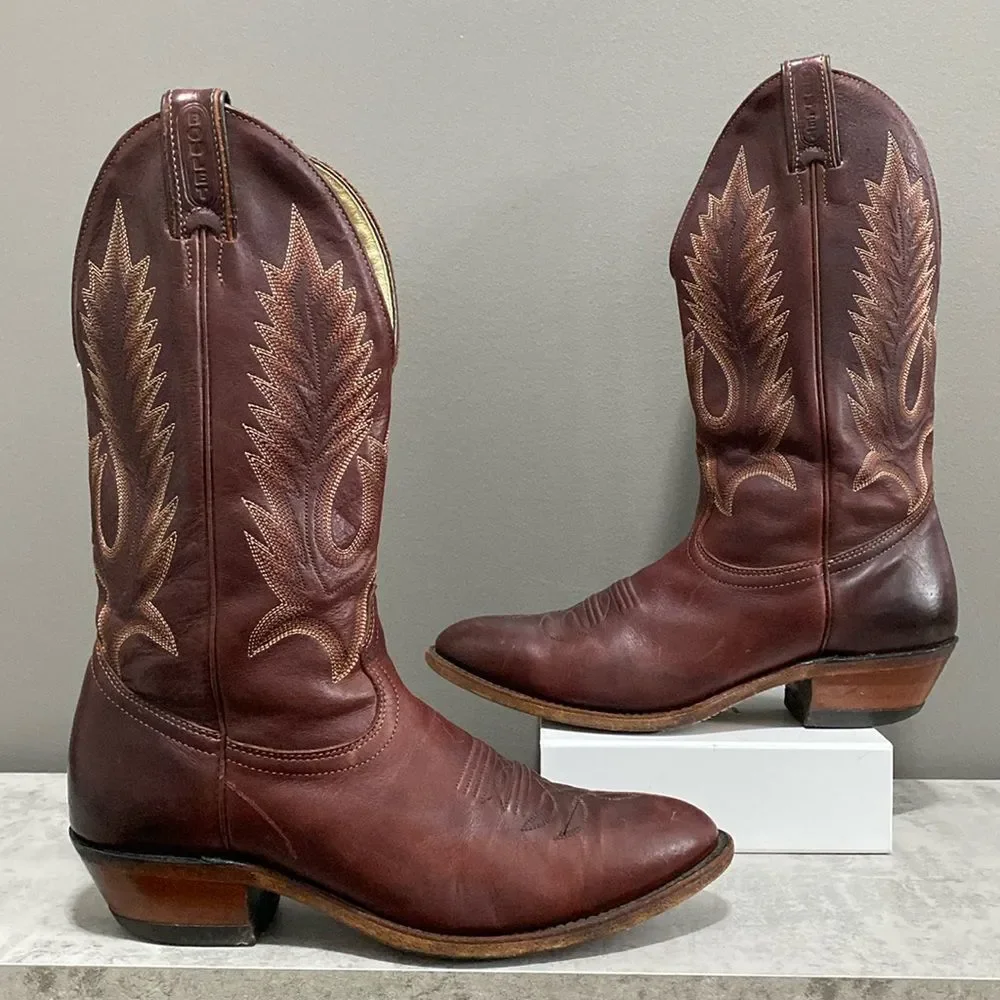 Boulet Mens Leather Country Western Cowboy Boots Size 9D